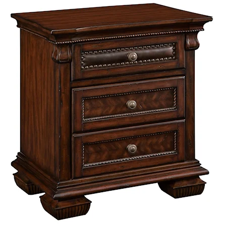 3 Drawer Nightstand with Felt Lined Top Drawer